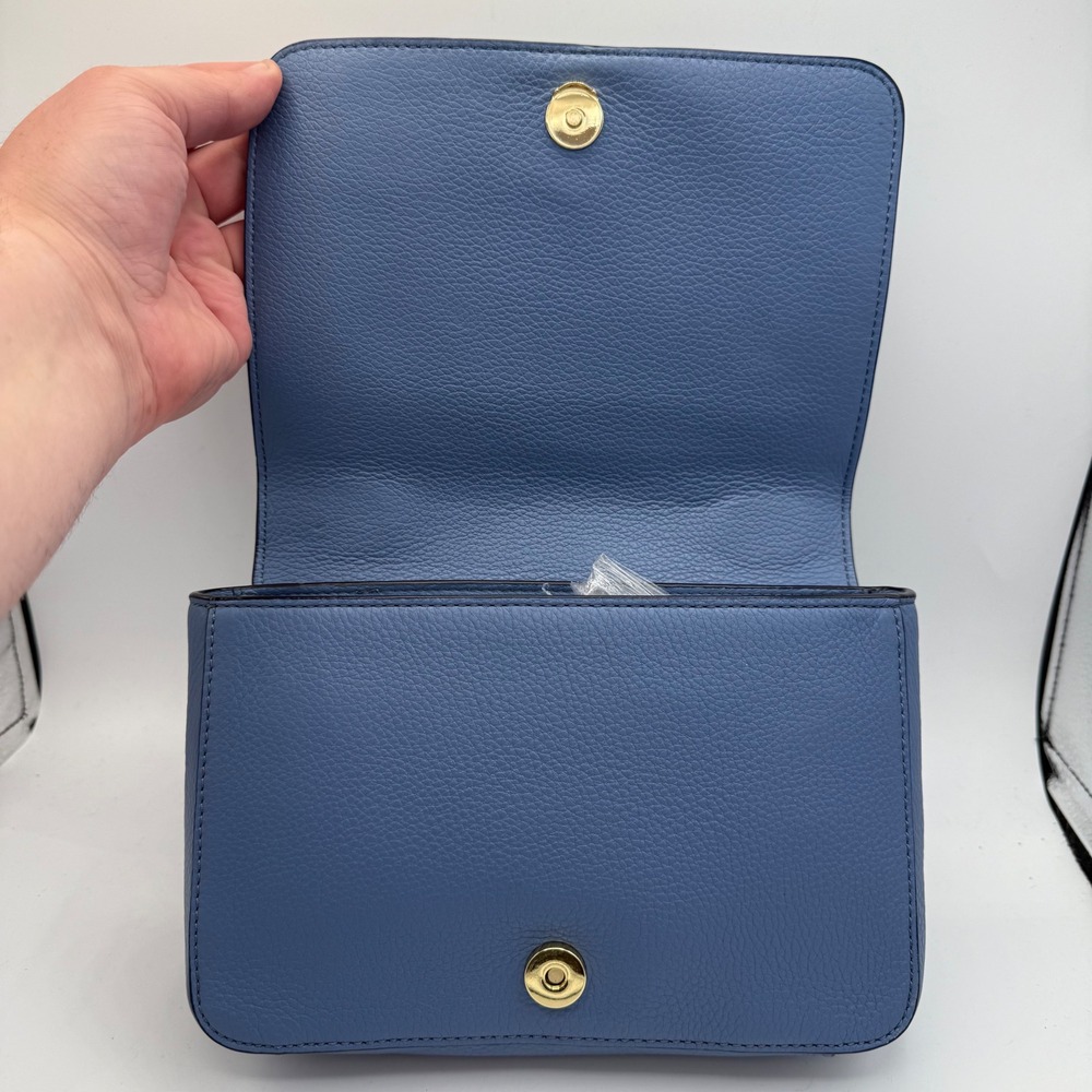 Tory Burch Kira Pebbled Leather Convertible Crossbody Shoulder‎ Bag Blue - Picture 7 of 13